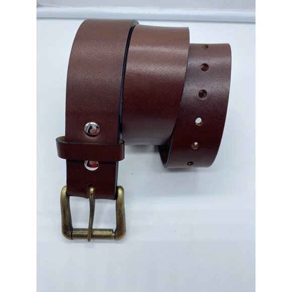 Unbranded Other - Men's Brown Genuine Leather Belt 30" Removable Brass Buckle Unbranded